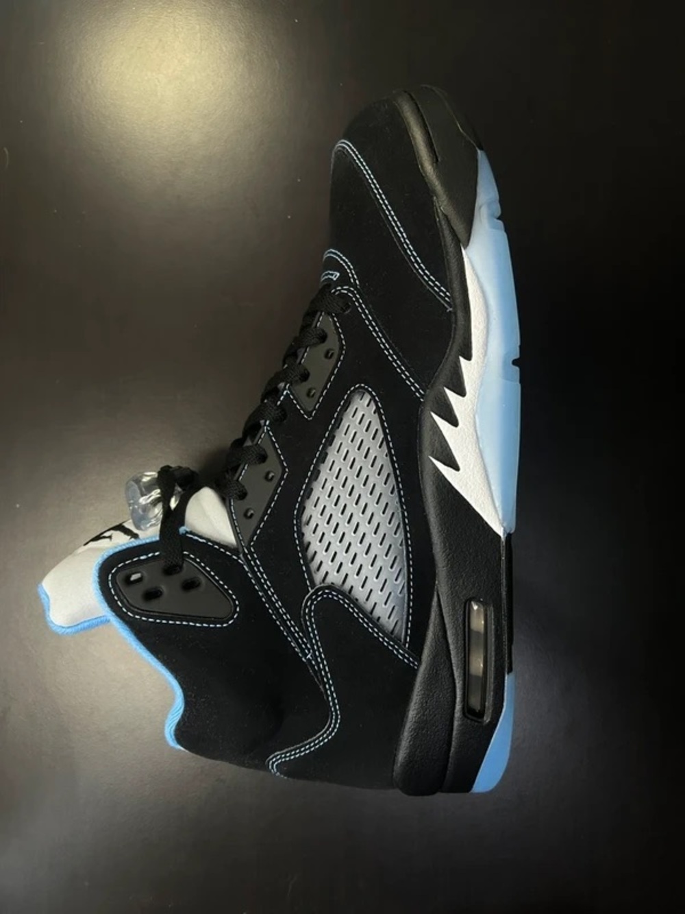 Jordan Men’s Black and Ice Blue Retro Basketball Sneakers